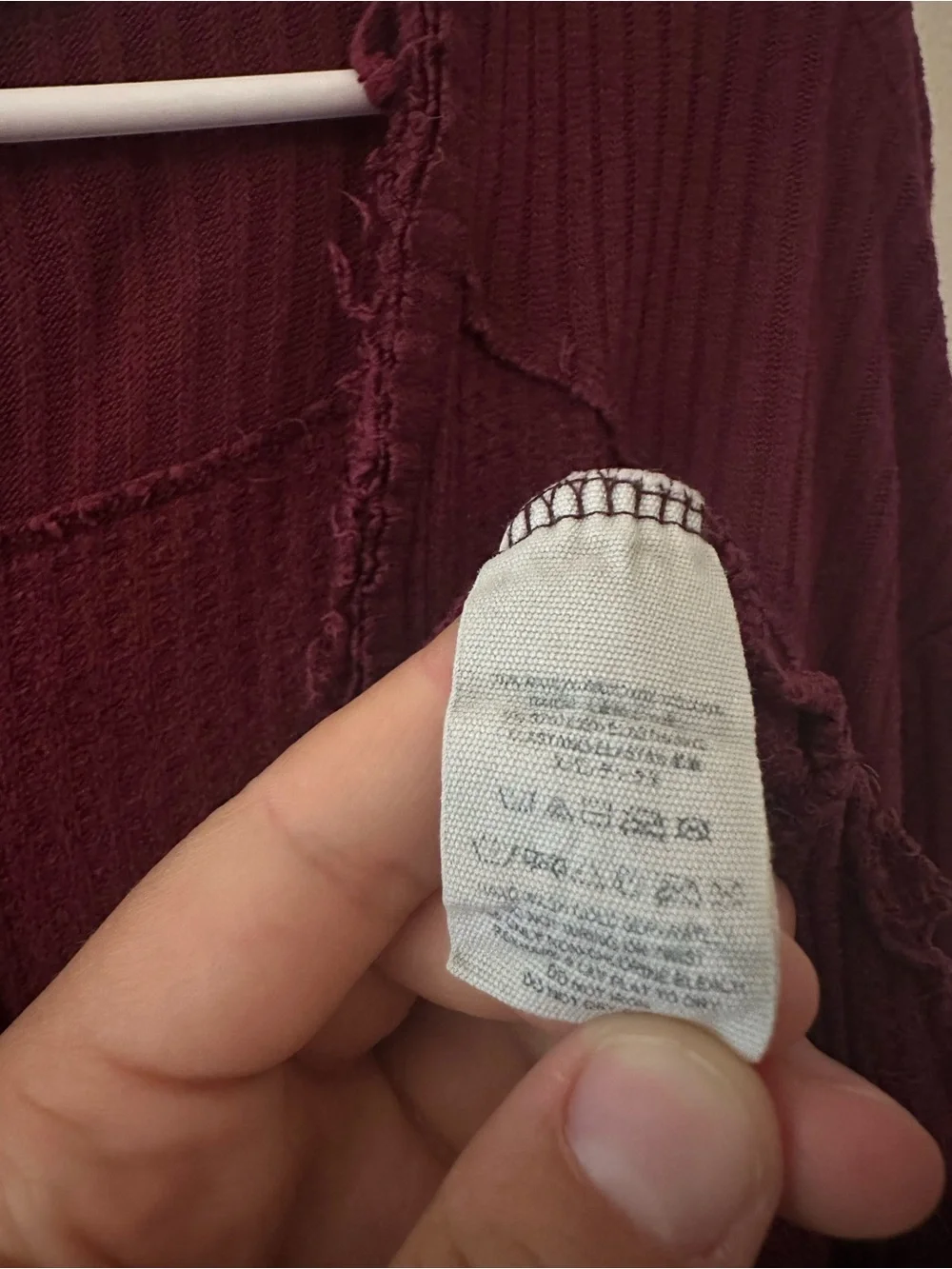 Free people waffle knit burgundy top